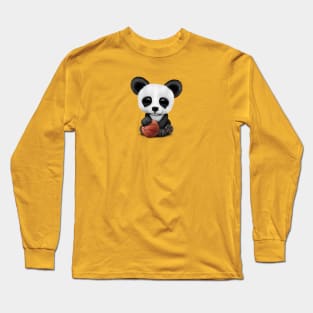 Cute Baby Panda Playing With Basketball Long Sleeve T-Shirt